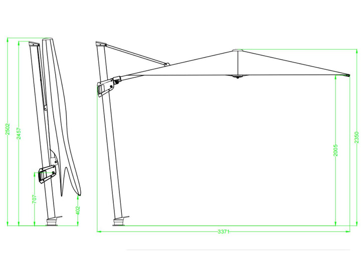 Alabaster 3m Square Cantilever Umbrella