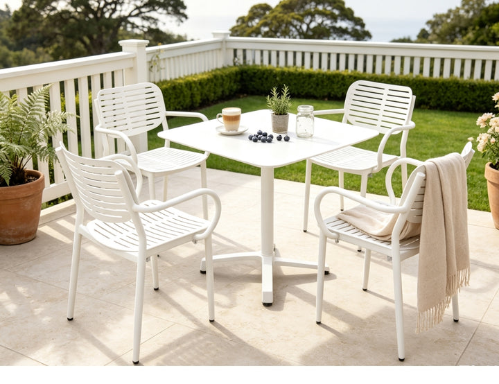 Canary Folding Table With Cardinal Armchairs 5-Piece Aluminium Dining Set