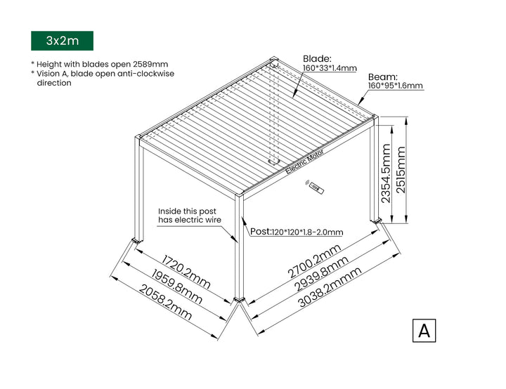 Caspian Motorised Freestanding Louvre Roof Aluminium Pergola