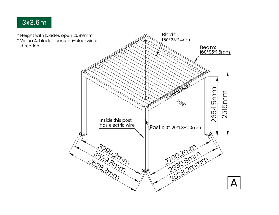 Caspian Motorised Freestanding Louvre Roof Aluminium Pergola