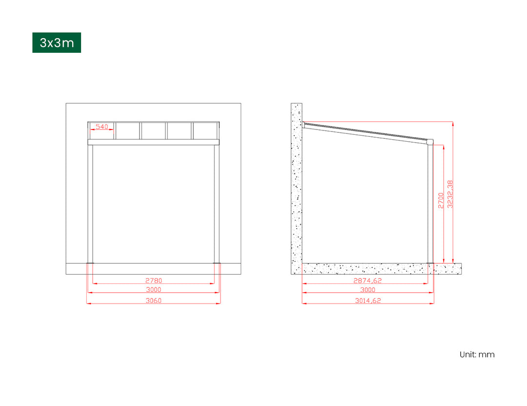 Coastal Patio Cover Collection, Size: 3 x 3m, Colour: White