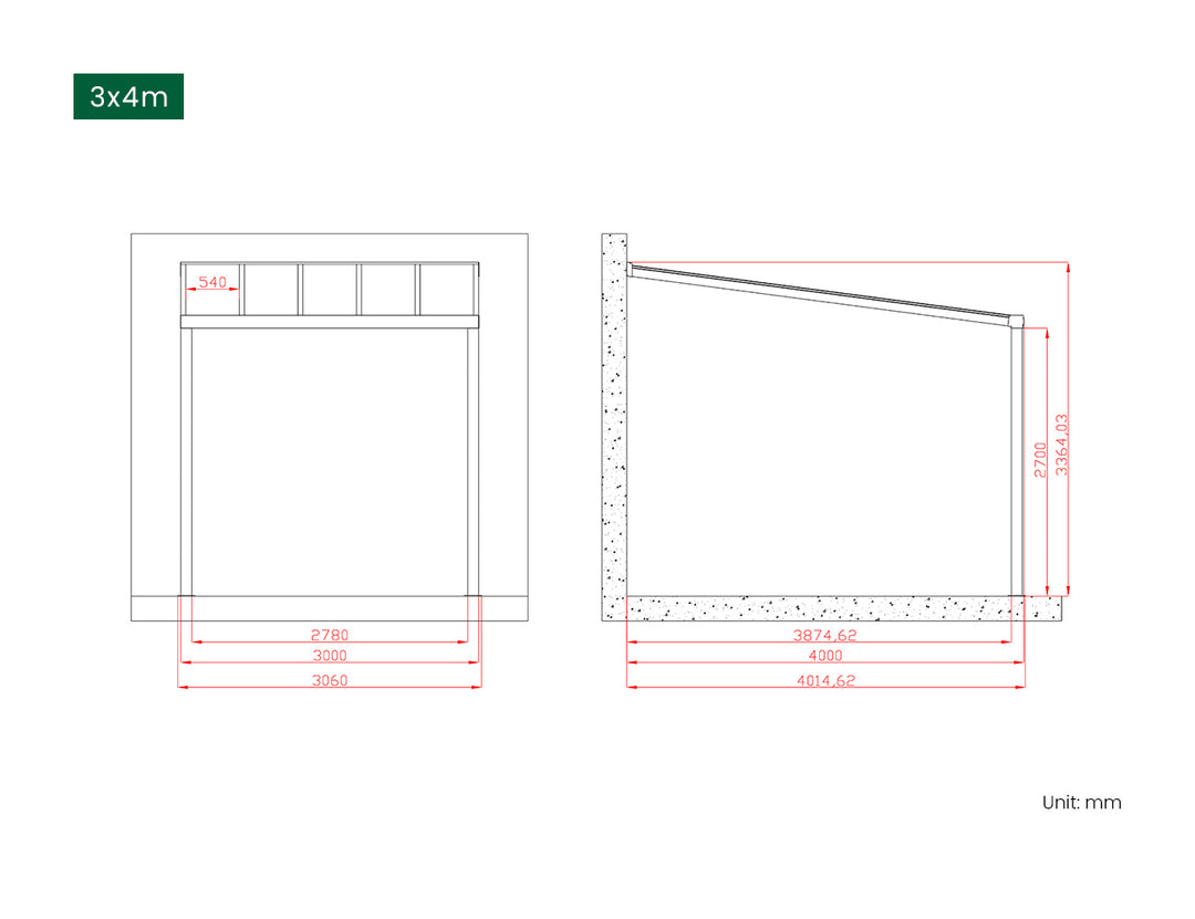 Coastal Patio Cover Collection, Size: 3 x 3m, Colour: White