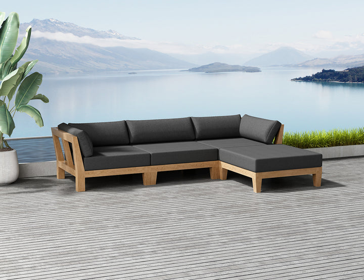 Newport Teak Outdoor Sofa With Ottoman- 4 Seat, ,