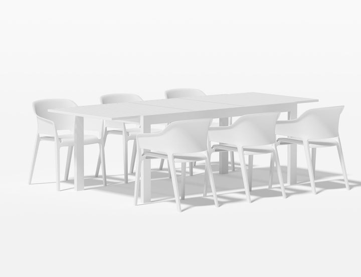 Cumulus Extension Table With Anna Chairs 7-Piece Outdoor Dining Set