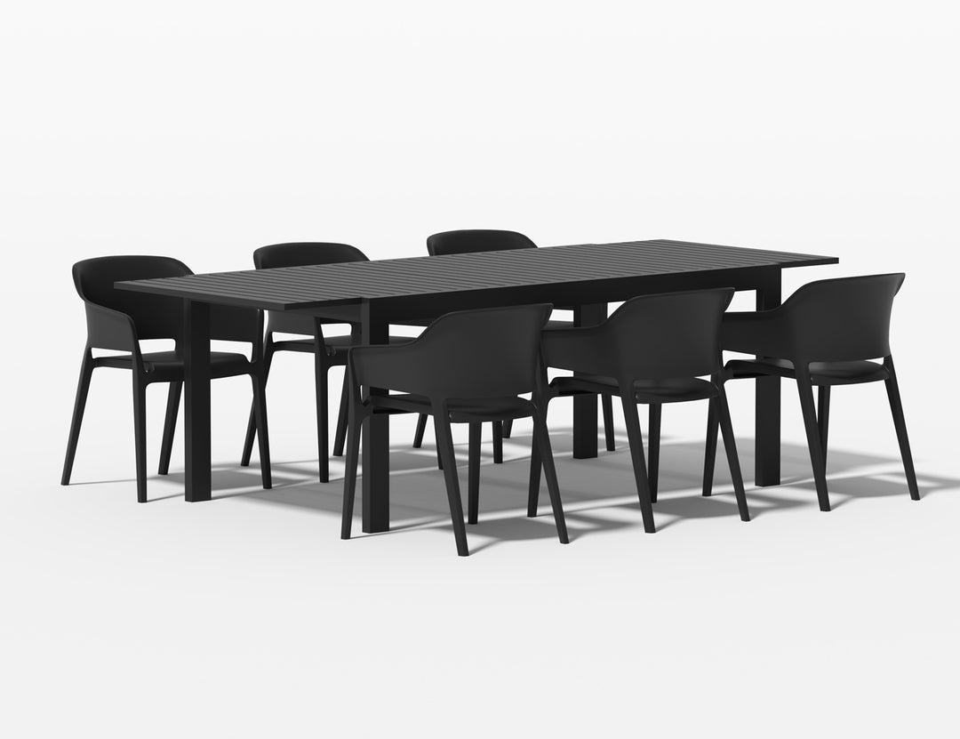Cumulus Aluminium Outdoor Patio Extension Dining Table 180-240 X 100cm