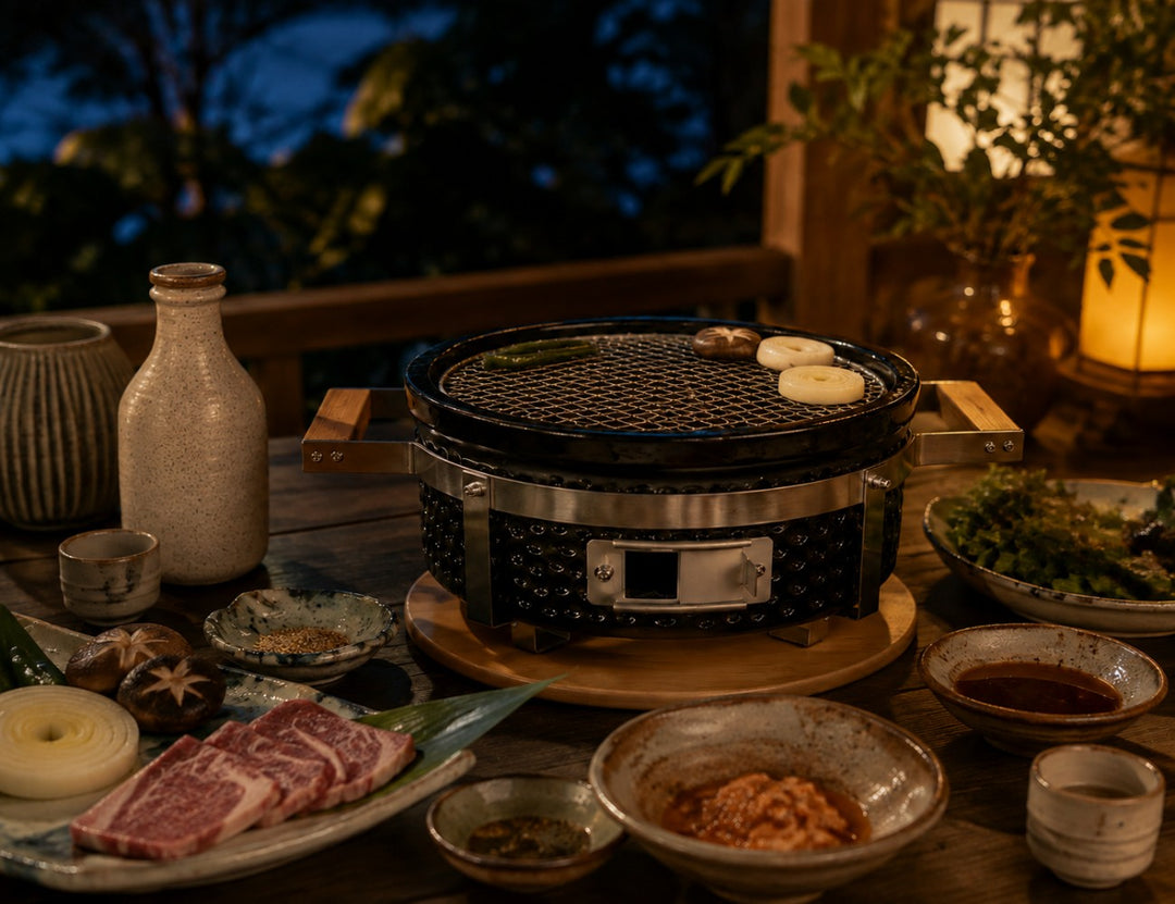 Tottori Ceramic Outdoor Hibachi Tabletop BBQ Grill - Round