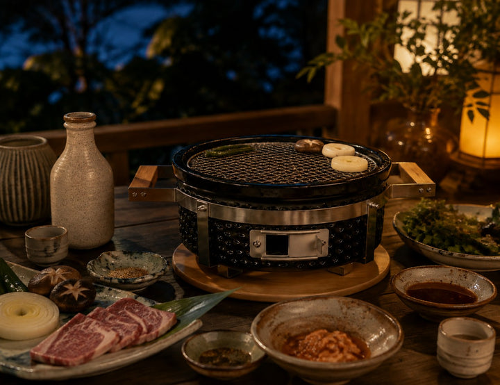 Tottori Ceramic Outdoor Hibachi Tabletop BBQ Grill - Round
