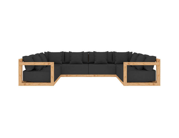 Ibis Outdoor Teak Corner Sofa Sectional U-Shape Set - 6pcs