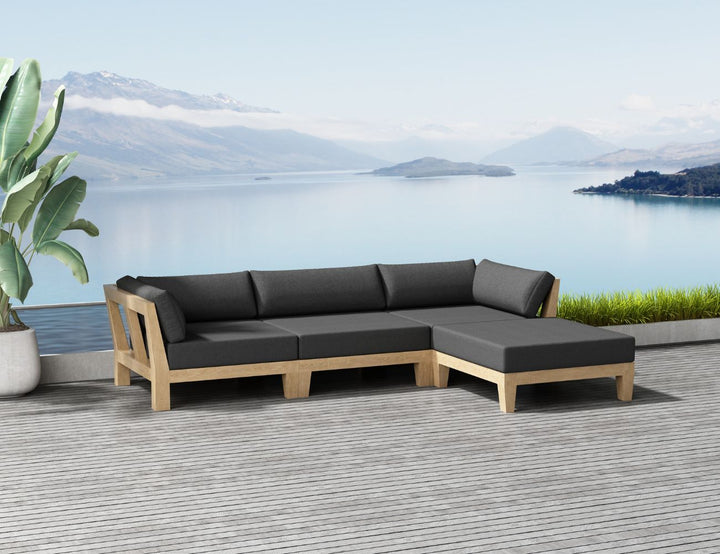 Newport Teak Outdoor Sofa With Ottoman- 4 Seat