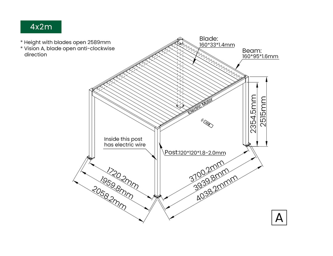 Caspian Motorised Freestanding Louvre Roof Aluminium Pergola