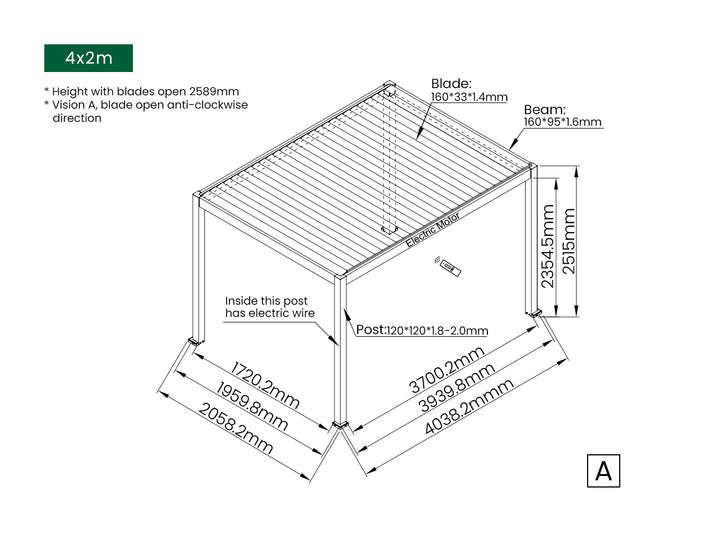 Caspian Motorised Freestanding Louvre Roof Aluminium Pergola