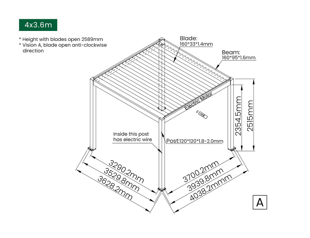 Caspian Motorised Freestanding Louvre Roof Aluminium Pergola