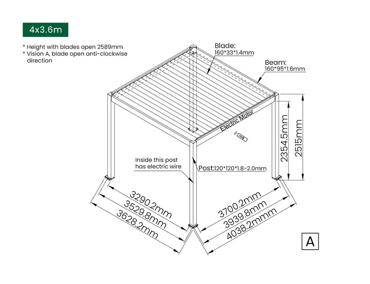Caspian Motorised Freestanding Louvre Roof Aluminium Pergola