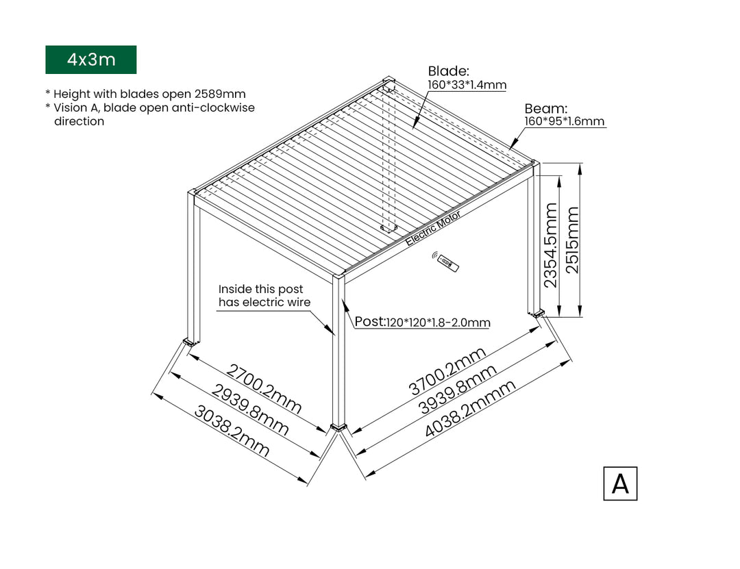 Caspian Motorised Freestanding Louvre Roof Aluminium Pergola