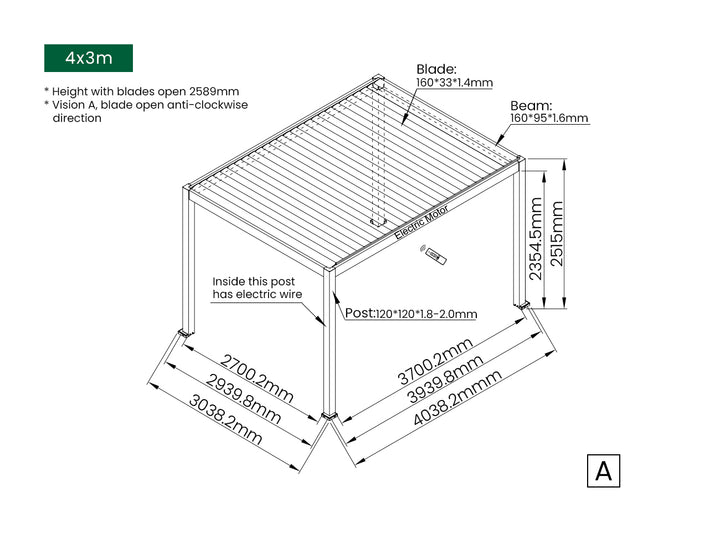 Caspian Motorised Freestanding Louvre Roof Aluminium Pergola