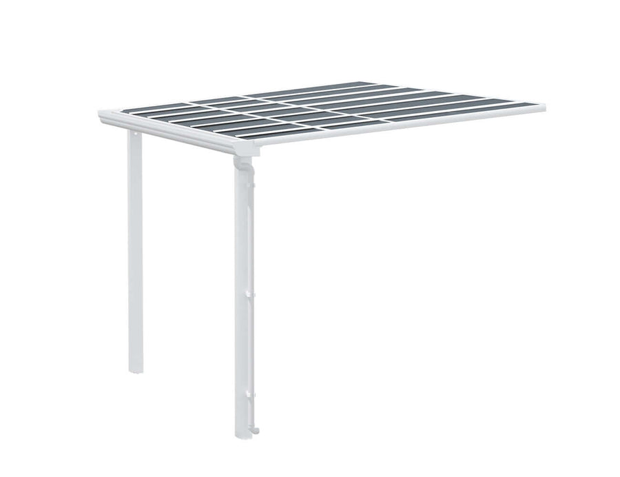 4 X 3m Wall Mounted Patio Cover, Colour: White / Light Smoky Grey,