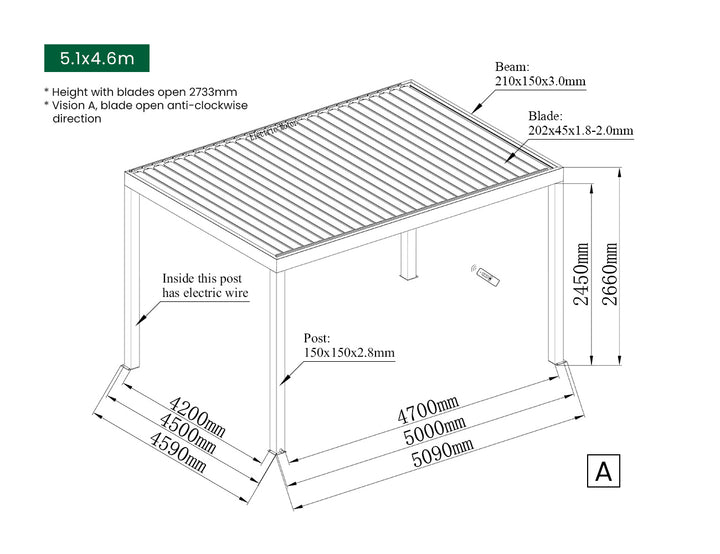 Pacific Motorised Freestanding Louvre Roof Aluminium Pergola