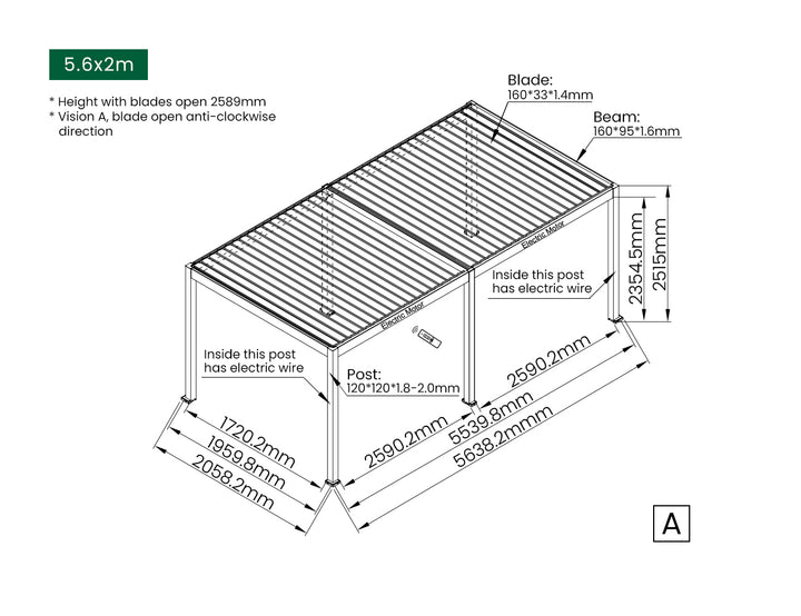 Caspian Motorised Freestanding Louvre Roof Aluminium Pergola