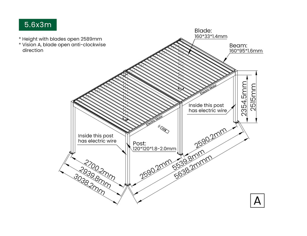 Caspian Motorised Freestanding Louvre Roof Aluminium Pergola