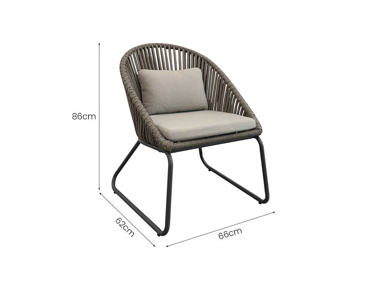 Rifleman Aluminium And Rope Outdoor Patio Dining Chair