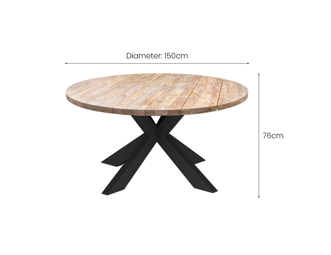 Finch Round Teak Table, Size: 120cm,