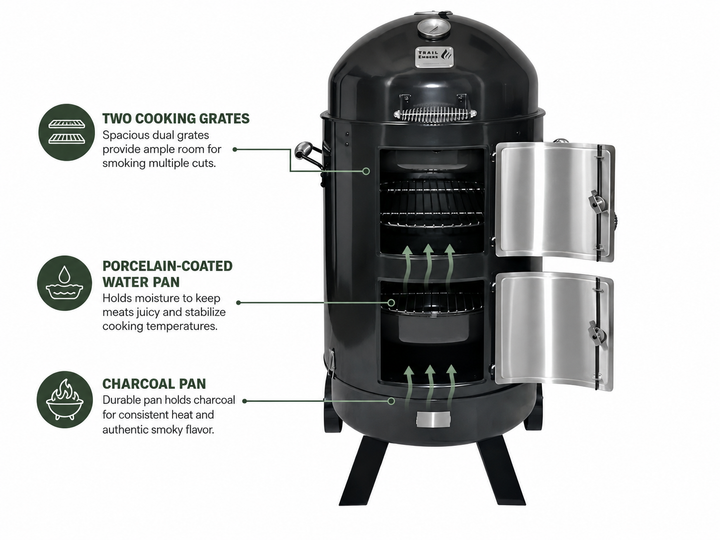 Trail Embers 3-in-1 Vertical Charcoal Smoker