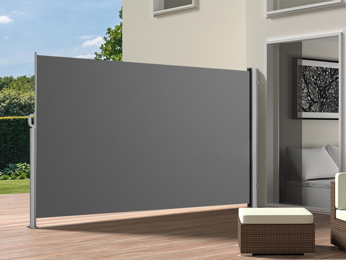 Patio Screen Retractable Side Awning 2m X 4m, Colour: Grey,