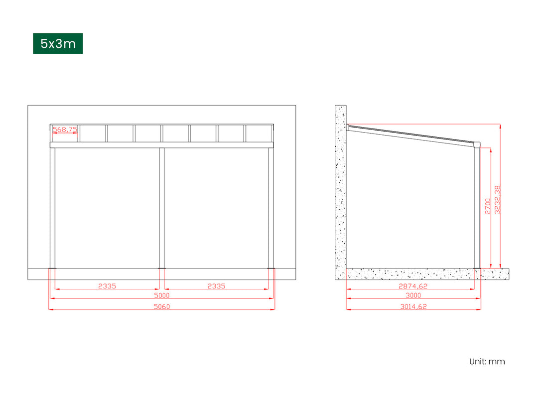 Coastal Patio Cover Collection, Size: 3 x 3m, Colour: White