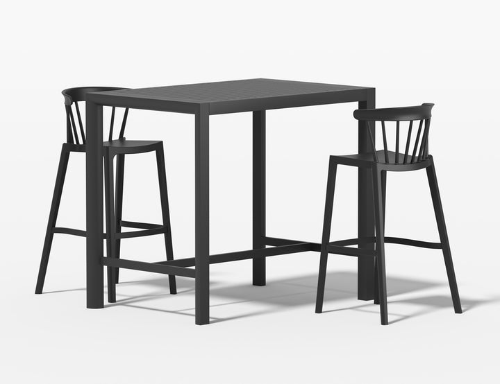 Stratus Table With Aria Chairs 3-Piece Outdoor Bar Set