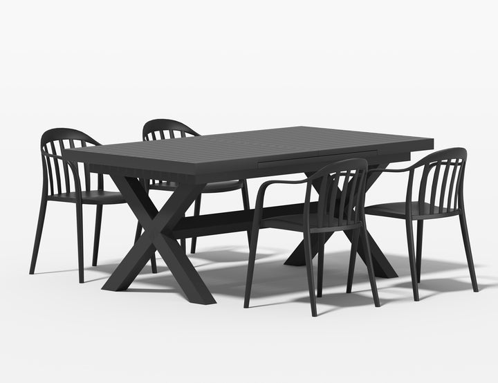 Tuba Extension Table With Alice Chairs 5-Piece Outdoor Dining Set
