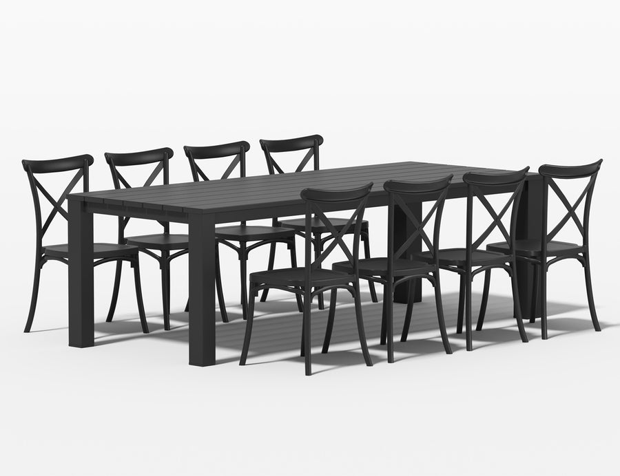 Ficus Table With Avis Chairs 9-Piece Dining Set