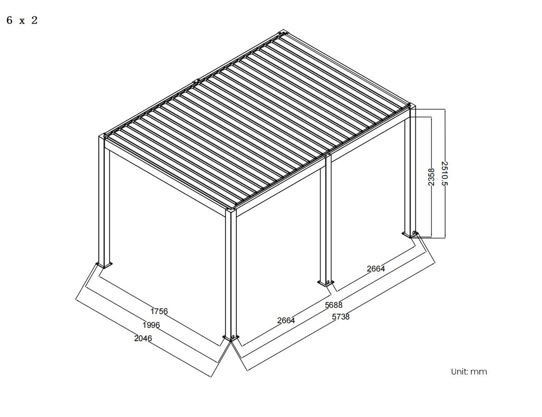 Draft Little Oneroa Manual Freestanding Louvre Roof Aluminium Pergola, Size: 2 x 2m, Colour: White