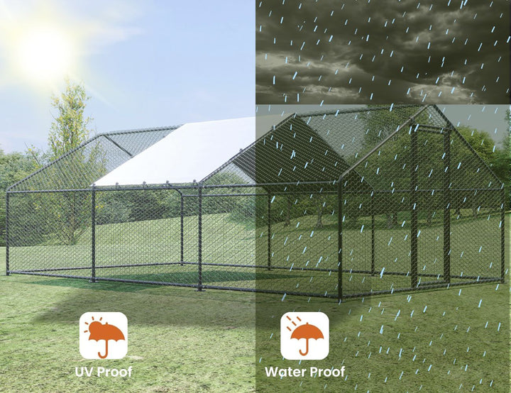 Walk-In Chicken Coop Run with UV Cover - 300x600x200cm
