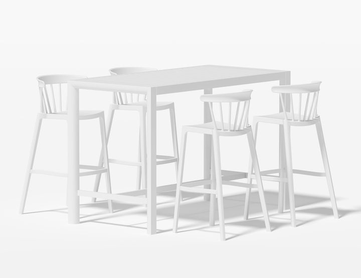 Stratus Table With Aria Chairs 5-Piece Outdoor Bar Set