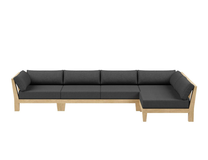 Newport Teak Outdoor Sofa L Sectional - 5 Seat