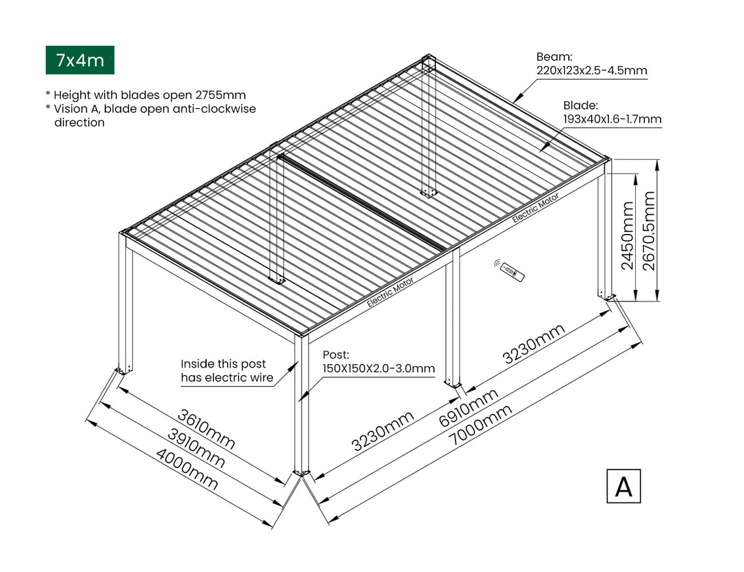 Tasman Motorised Freestanding Louvre Roof Aluminium Pergola
