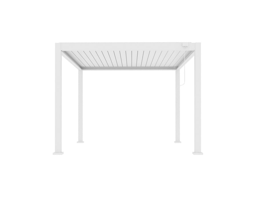 Draft Little Oneroa Manual Freestanding Louvre Roof Aluminium Pergola, Size: 2 x 2m, Colour: White