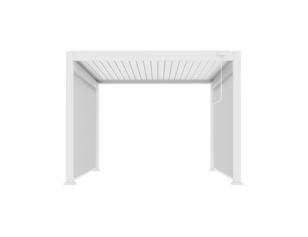 Little Oneroa Manual Freestanding Louvre Roof Aluminium Pergola 2 X 2m White with 2 Retractable Shade Blind