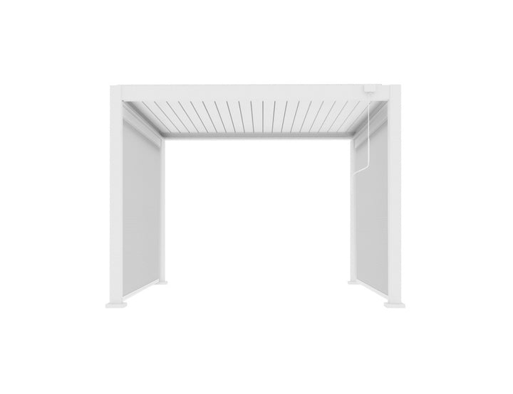Little Oneroa Manual Freestanding Louvre Roof Aluminium Pergola 2 X 2m White with 2 Retractable Shade Blind