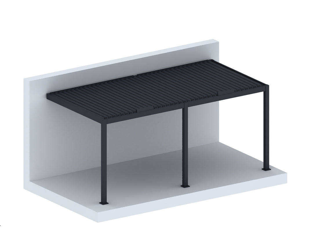 Draft Hekerua Motorised Wall Mounted Louvre Roof Aluminium Pergola, Size: 5 x 3m, Colour: Charcoal