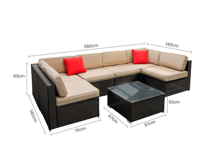 Nova Outdoor Lounge Sofa Set 7Pcs