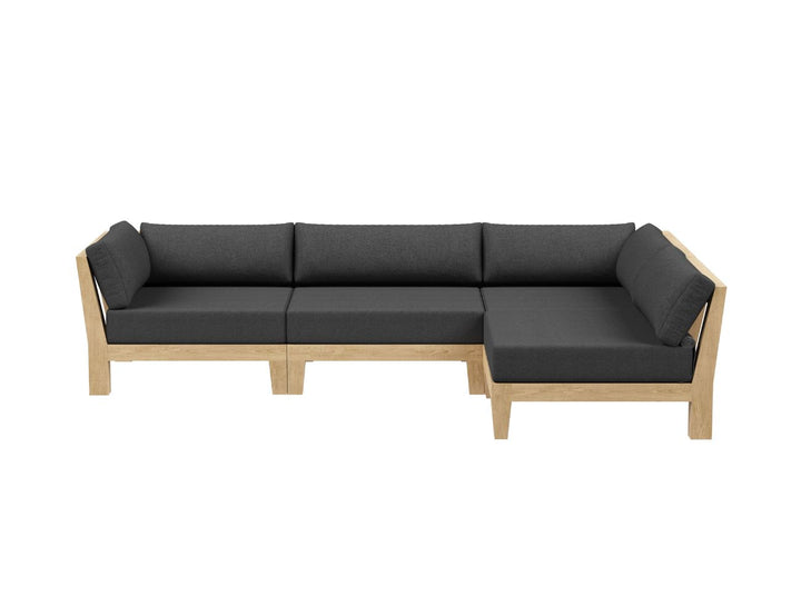 Newport Teak Outdoor Sofa  L Sectional - 4 Seat