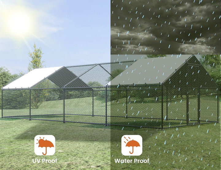 Walk-In Chicken Coop Run with 2 UV Covers - 300x800x200cm