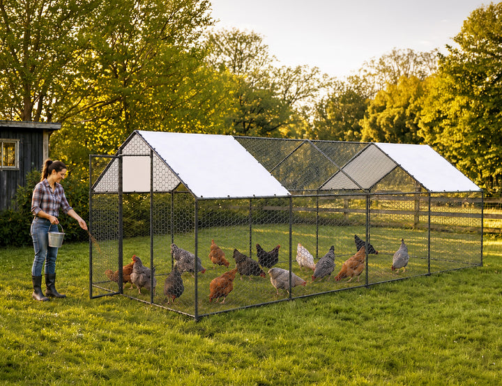 Aegis Walk-In Chicken Coop Run with 2 UV Covers - 300x800x200cm