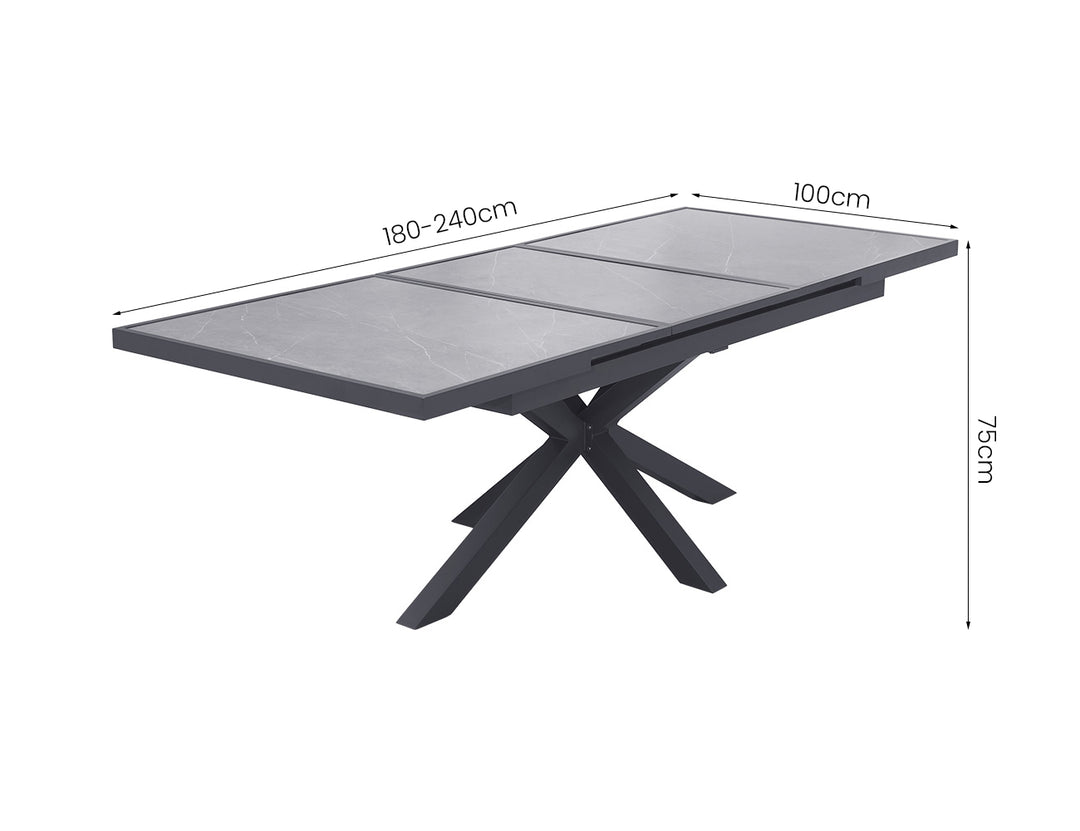 Ceramica Extendable Dining Table, Colour: Dark Grey,