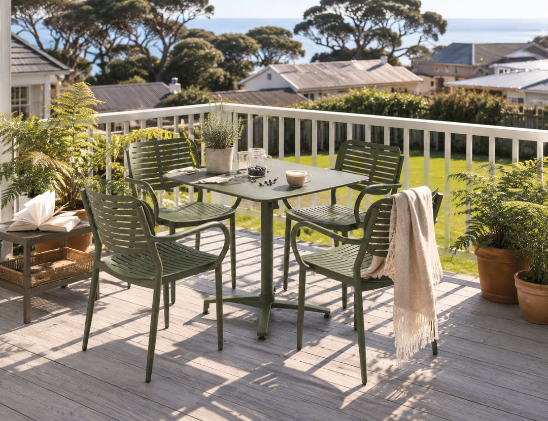 Canary Folding Table With Cardinal Armchairs 5-Piece Aluminium Dining Set