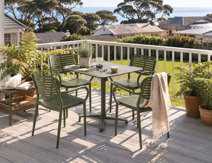 Canary Folding Table With Cardinal Armchairs 5-Piece Aluminium Dining Set