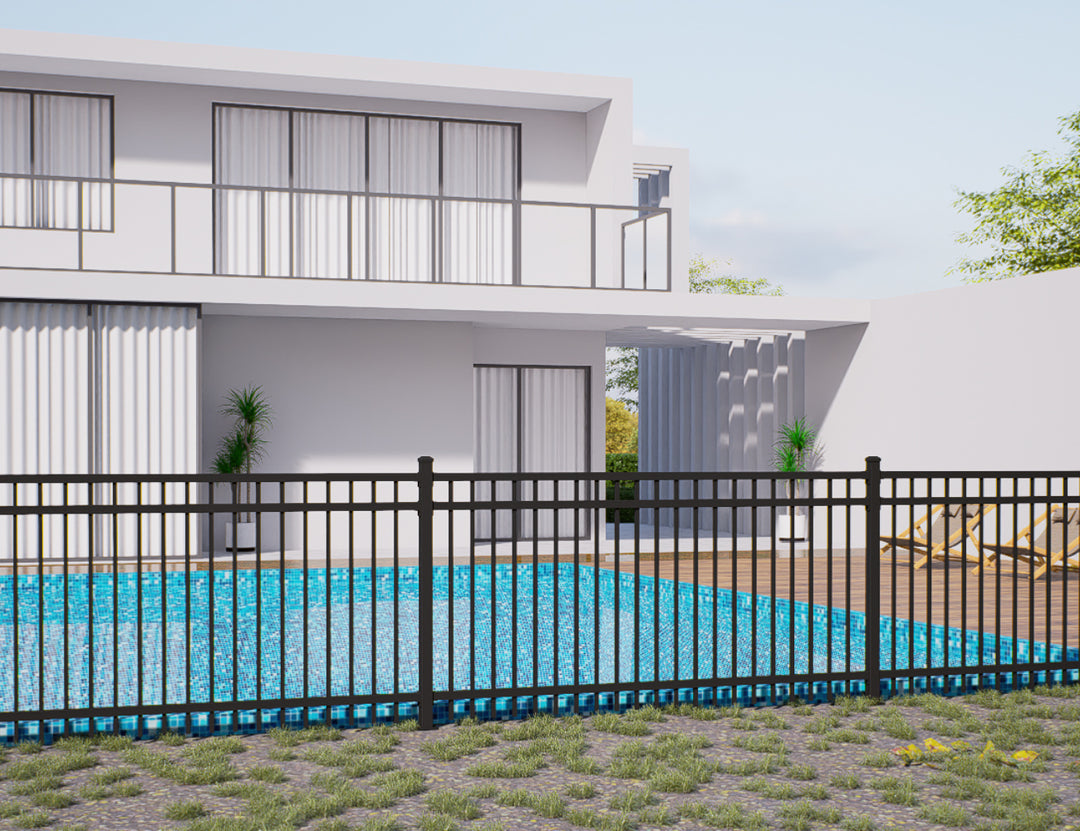 Aluminium Pool Fence Panel - Vertical(DIY), Size: 2.4 x 1.2m, Colour: Black