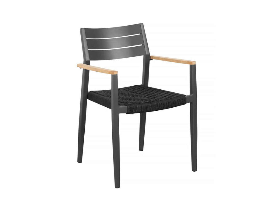 Albatross 2.0 Aluminium and Rope Outdoor Dining Chair, Colour: Dark Grey,