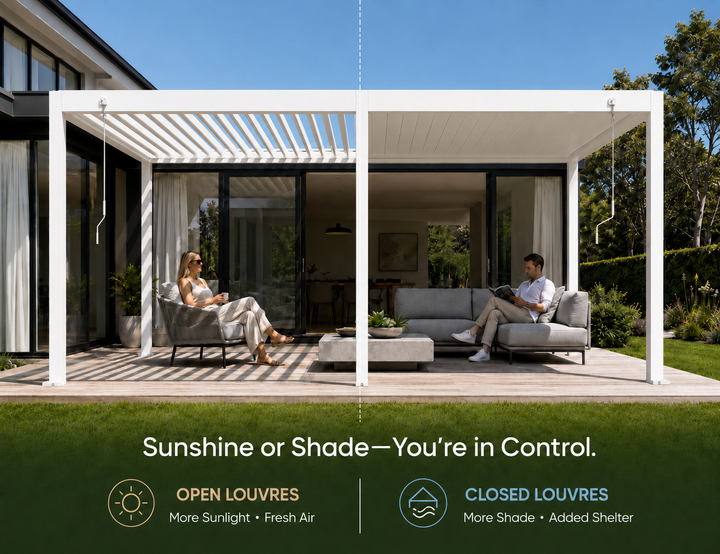 Atlantic Manual Freestanding Louvre Roof Aluminium Pergola